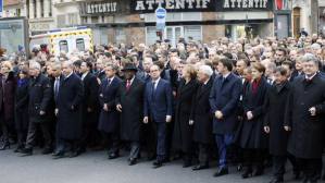 La manifestazione di Parigi dell'11 gennaio, in seguito agli attentati di Charlie Hebdo e del negozio kosher